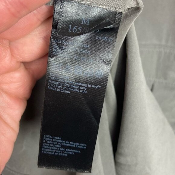 AllSaints Millie Shirt Dress Grey Modal Size Medium Military Style Long Sleeves - Picture 12 of 14